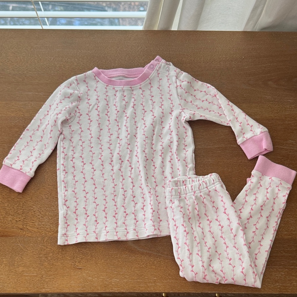 Bella bliss Pink and White Kids Pajamas 12-18m